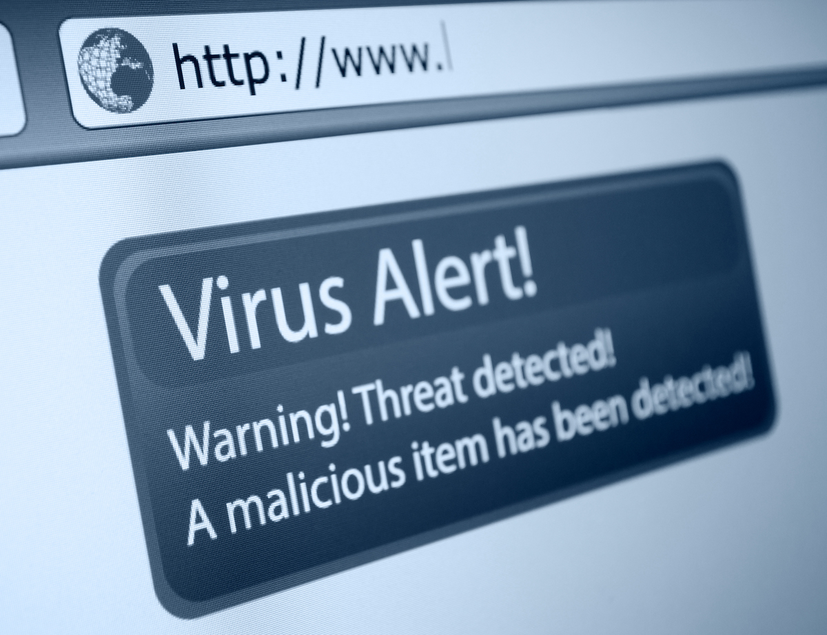 Alerta de virus por malware
